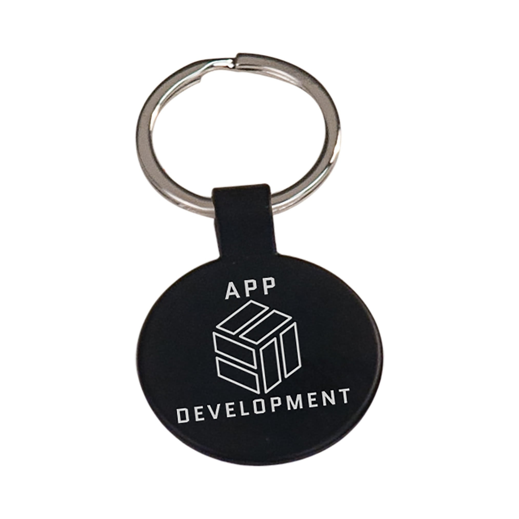 1 1/2"BLK RND LASR KEYCHN